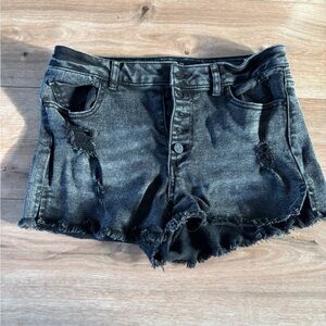 Indigo Rein Distressed Black Jean Shorts